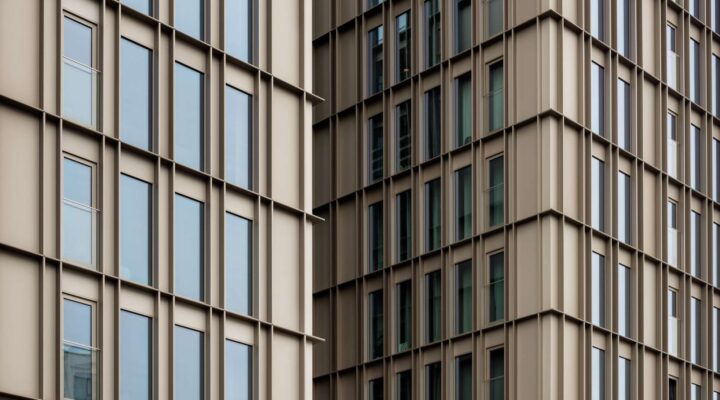 Exterior of Kvartetten 1 with a side view of both buildings